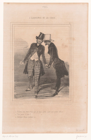 Two men say goodbye to each other, Paul Gavarni, 1843 Canvas Print