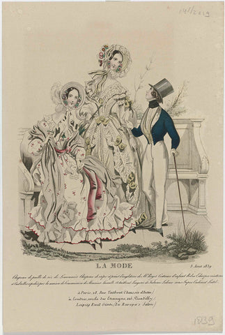 La Mode, 3 August 1839 : Lemonnier's rice straw hat (...), anonymous, 1839 Canvas Print