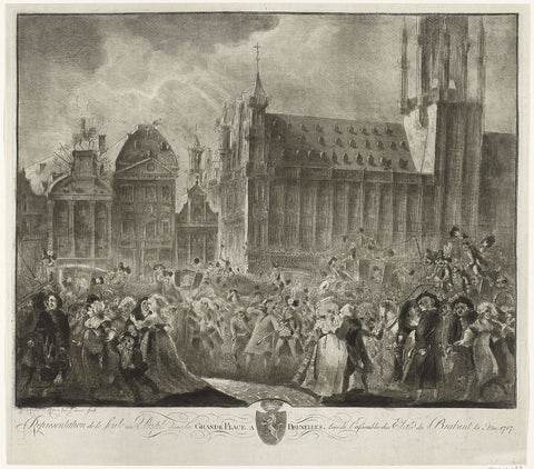 Crowds on the Grand Place in Brussels, 1787, Rodolphus Rogers, 1787 Canvas Print