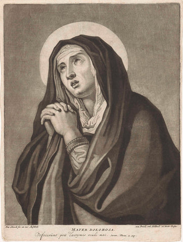 Maria as Mater Dolorosa, Pieter Schenk (I), 1670 - 1713 Canvas Print