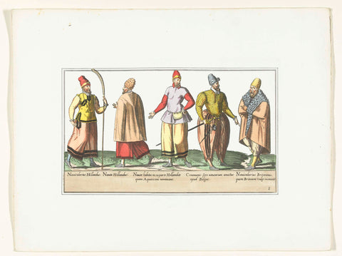 Five sailors dressed according to fashion in the Netherlands and Brittany, ca. 1580, anonymous, 1872 - 1875 Canvas Print