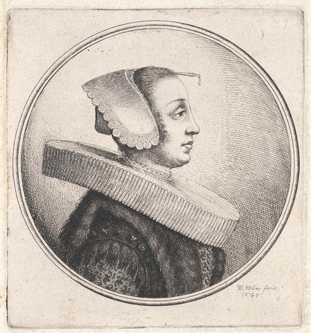 Woman with pleated collar, head cap and headpin, Wenceslaus Hollar, 1645 Canvas Print