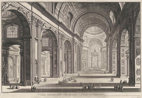 Interior of St. Peter's Basilica in Vatican City, Giovanni Battista Piranesi, 1748 - 1778 Canvas Print