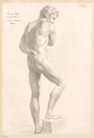 Standing male nude, seen on the back (3rd prize 1803), Joannes Echarius Carolus Alberti, 1803 Canvas Print