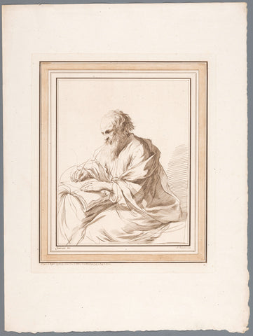 Sitting old man, writing in a book, Adam von Bartsch, 1783 Canvas Print