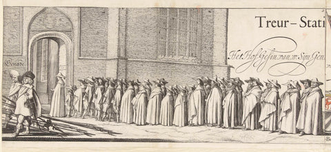 Front part of the funeral procession of Ernst Casimir, Count of Nassau-Dietz at the entrance of the Grote Kerk in Leeuwarden (plate 2), 1633, J. Hermans, 1634 Canvas Print