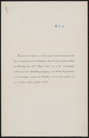 Letter to Lambertus Hardenberg (1822-1900), anonymous, in or after 1858 Canvas Print