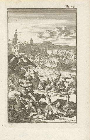 The earthquake, Jan Luyken, 1765 Canvas Print