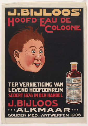 J. Bijloos' Head Eau de Cologne to destroy living main unclean. J. Bijloos Alkmaar. Golden med. Antwerp 1906, anonymous, 1906 - 1915 Canvas Print