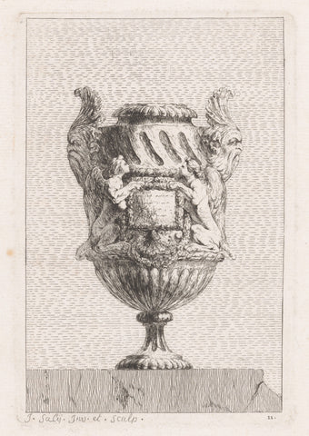 Vase with sphinxes, Jacques Francois Joseph Saly, 1746 Canvas Print