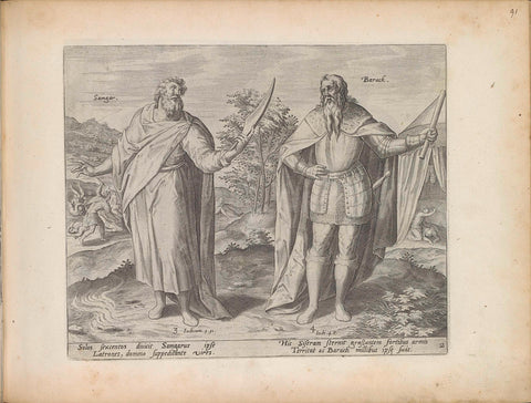 Samgar en Barak, Hans Collaert (I) (attributed to), 1643 Canvas Print