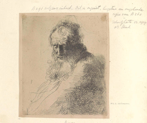 Head of an old bearded man, Michael Willmann (attributed to), 1807 - 1808 Canvas Print