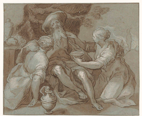 Lot and his daughters, Abraham Bloemaert, 1574 Canvas Print