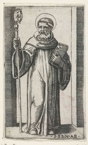 Saint Benno with crooked staff, Marcantonio Raimondi, 1500 - 1575 Canvas Print