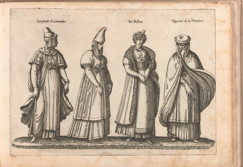 Four women, dressed according to Spanish fashion in Salamanca and Bilbao , c. 1580, Bartolomeo Grassi, in or before 1585 Canvas Print