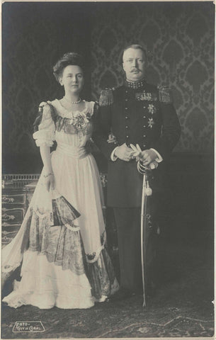 Portrait of Wilhelmina, Queen of the Netherlands, and Hendrik van Mecklenburg-Schwerin, Guy de Coral & Co., 1906 Canvas Print