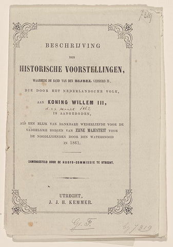 Booklet with a description of the historical representations with which the binding of the Bible, the folk gift, is decorated, 1862, J.J.H. Kemmer, 1862 Canvas Print