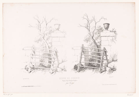 Detached fence against a wall, Fortuné Férogio, 1845 - 1846 Canvas Print