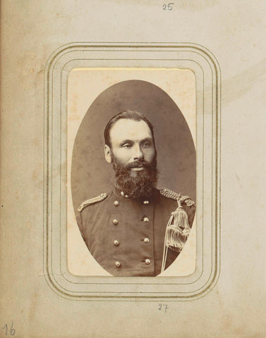 Portrait of a Bearded Man in Military Costume, Bernardus Bruining, 1860 - 1877 Canvas Print