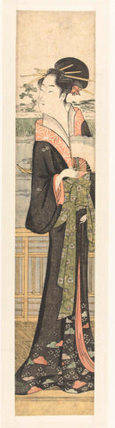 Courtesan on balcony, Chokosai Eishô, 1793 - 1797 Canvas Print