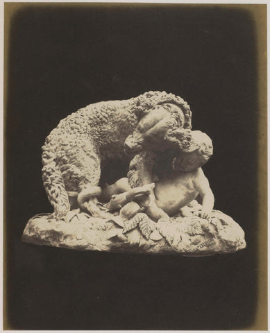 Sculpture of a dog that protected a child by Auguste Jean Baptiste Lechesne, exhibited at the Great Exhibition of the Works of Industry of All Nations of 1851 in London, anonymous, 1851 Canvas Print