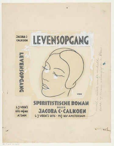 Bandontwerp voor: Jacoba C. Calkoen, Levensopgang. Spiritistische roman, 1933, unknown, in or before 1933 Canvas Print