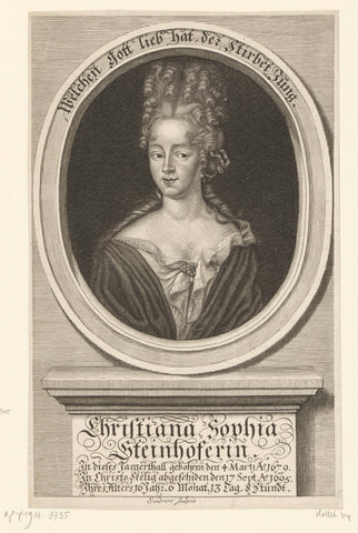 Portret van Christiana Sophia Steinhofer, Jakob von Sandrart, c. 1695 Canvas Print