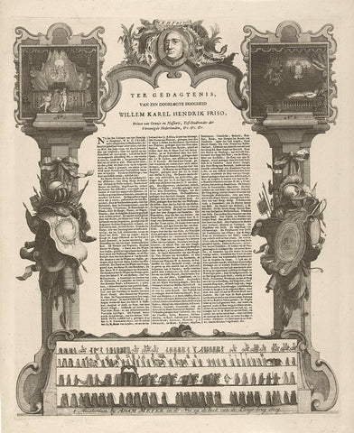 Memorial print for William IV in Delft, 1752, anonymous, 1752 Canvas Print