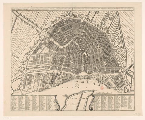 Map of Amsterdam, anonymous, 1726 - 1750 Canvas Print