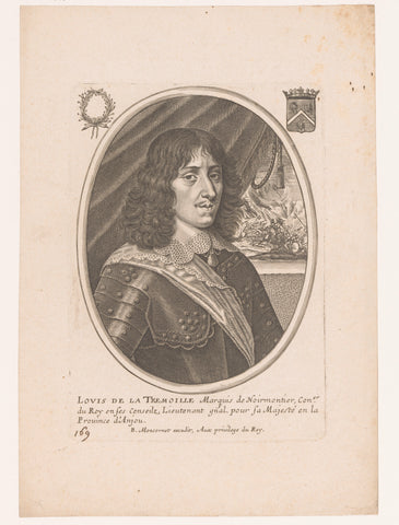 Portrait of Louis II de La Trémoille-Noirmoutier, anonymous, Balthazar Moncornet, 1642 - 1668 Canvas Print