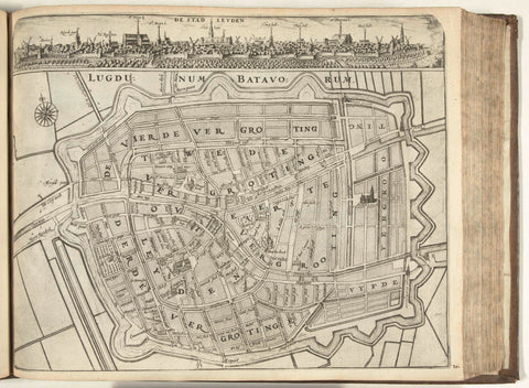 Map of Leiden, 1726, anonymous, 1726 Canvas Print