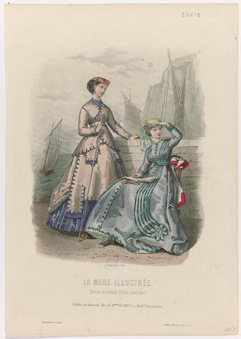 La Mode Illustrée, 1867, No. 30: Toilets of baths (...), anonymous, 1867 Canvas Print