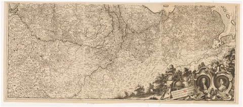 Map of the Republic of the Seven United Netherlands and surrounding areas (lower part), anonymous, 1689 - 1693 Canvas Print