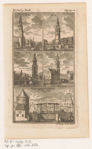 Towers in Amsterdam, Adolf van der Laan, 1723 Canvas Print