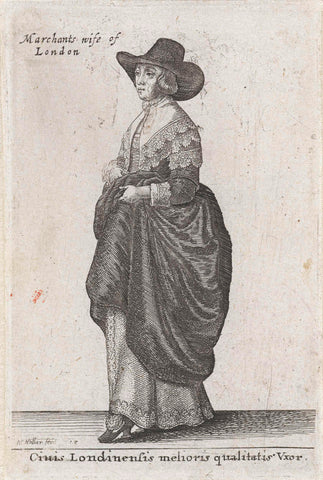 Ciuis Londinensis melioris qualitatis Vxor / Marchants wife of London, Wenceslaus Hollar, 1643 Canvas Print