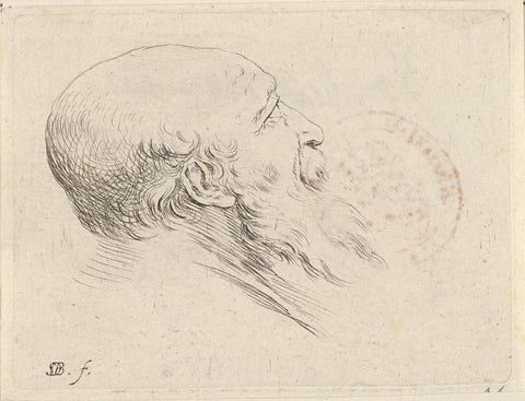 Head of bald old man with beard, in profile to the right, Stefano della Bella, 1620 - 1647 Canvas Print