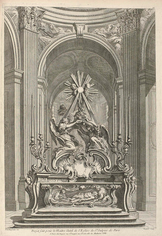 Ontwerp voor het hoofdaltaar van de Saint-Sulpice in Parijs, Gabriel Huquier, Juste Aurèle Meissonnier, 1738 - 1749 Canvas Print