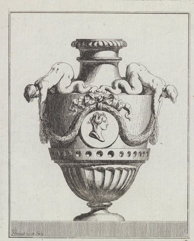 Vase with putti, L.N. Percenet, 1755 - 1768 Canvas Print