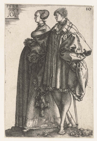 Dancing couple no. 10, Heinrich Aldegrever, 1538 Canvas Print