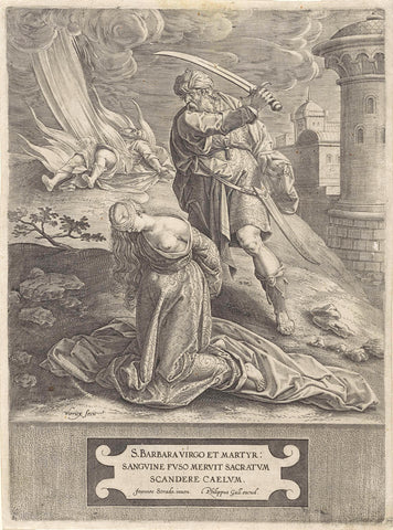 Martyrdom of H. Barbara, Johannes Wierix, 1559 - before 1612 Canvas Print