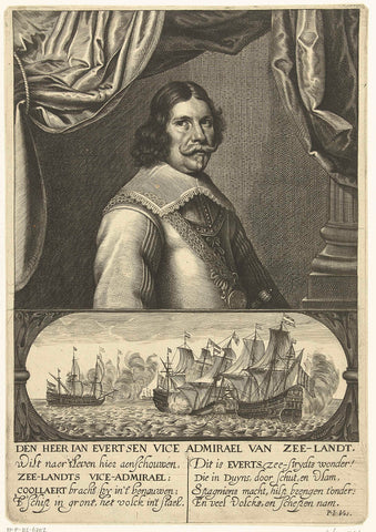 Portrait of Admiral Johan Evertsen, Cornelis van Dalen (I), 1639- 1665 Canvas Print