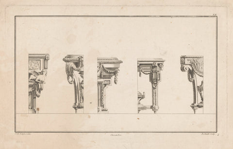 Five tables or pedestals, Berthault, 1771 Canvas Print