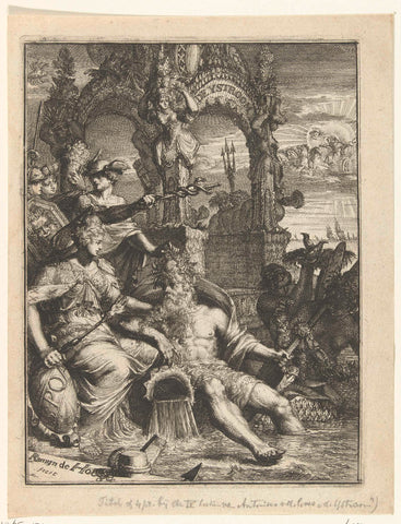 Title print of De Ystroom (1671) by Antonides van der Goes, Romeyn de Hooghe, 1671 Canvas Print