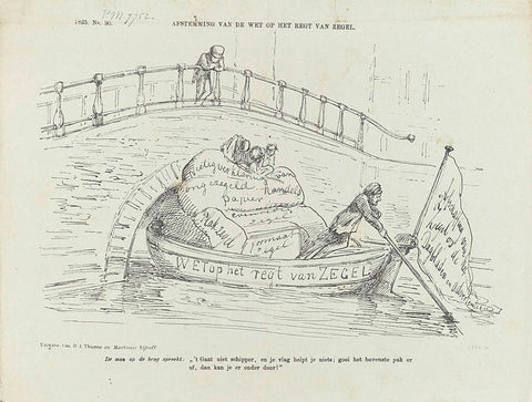 Cartoon on the rejection of the Law on the Right of Seal, 1865, Johan Michaël Schmidt Crans, 1865 Canvas Print