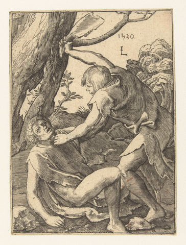 Kaïn doodt Abel, Lucas van Leyden, in or after 1520 - c. 1583 Canvas Print