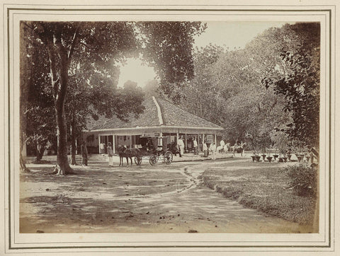 House with carriage and riders, Kassian Céphas, 1886 Canvas Print