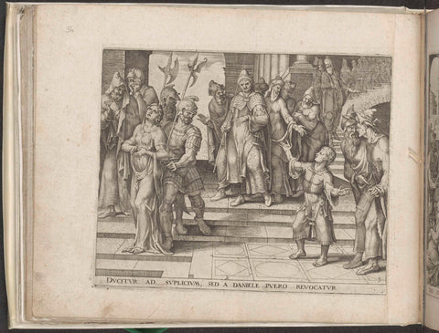 Daniel opposes the condemnation of Susanna, Philip Galle, 1563 Canvas Print