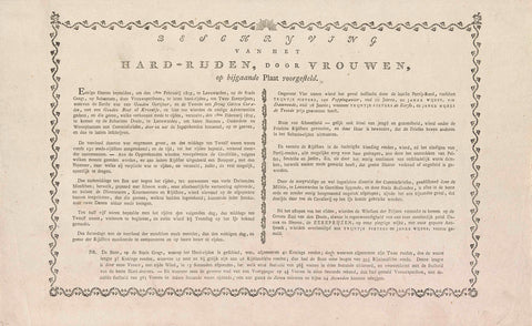 Tekstblad bij de prent van de schaatswedstrijd voor vrouwen te Leeuwarden, 1805, P.H. Meyer & Co., 1805 - 1807 Canvas Print