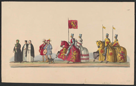 Costumed procession of 1841: knights (sheet XIV), anonymous, 1841 Canvas Print