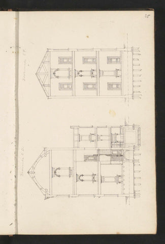 Doorsneden van twee huizen, Willem Springer jr., c. 1864 Canvas Print